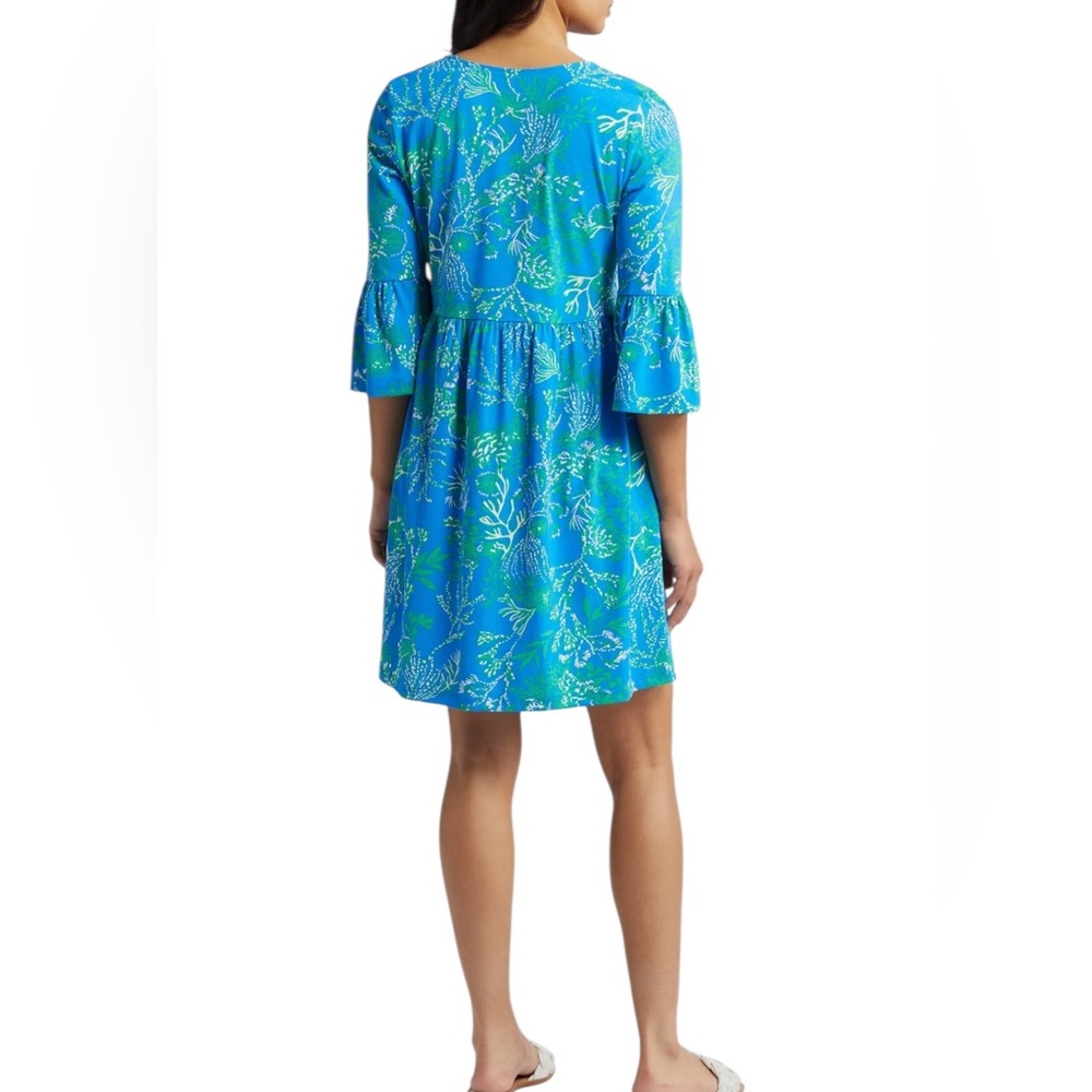 Lilly Pulitzer Jannie V-Neck A-Line Dress Briny Blue A Bit Salty print swing fit - Picture 2 of 12